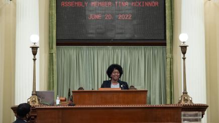 Asm. McKinnor addressing the Assembly