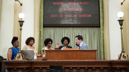 Asm. McKinnor being sworn in