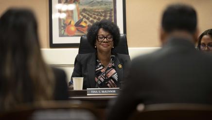 Asm. McKinnor listening to testimony