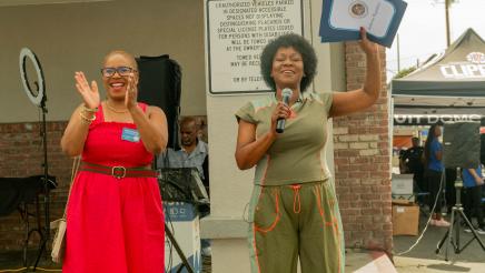 Asm. McKinnor and Council Member Faulk welcome attendees