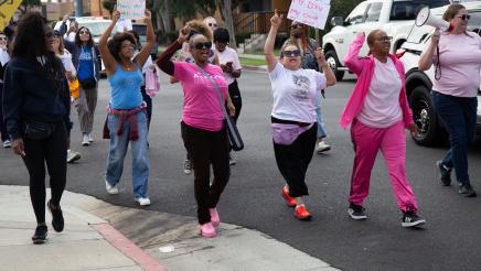 Asm. McKinnor marching down with participants