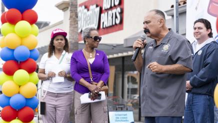 Councilman Padilla at microphone, speaking